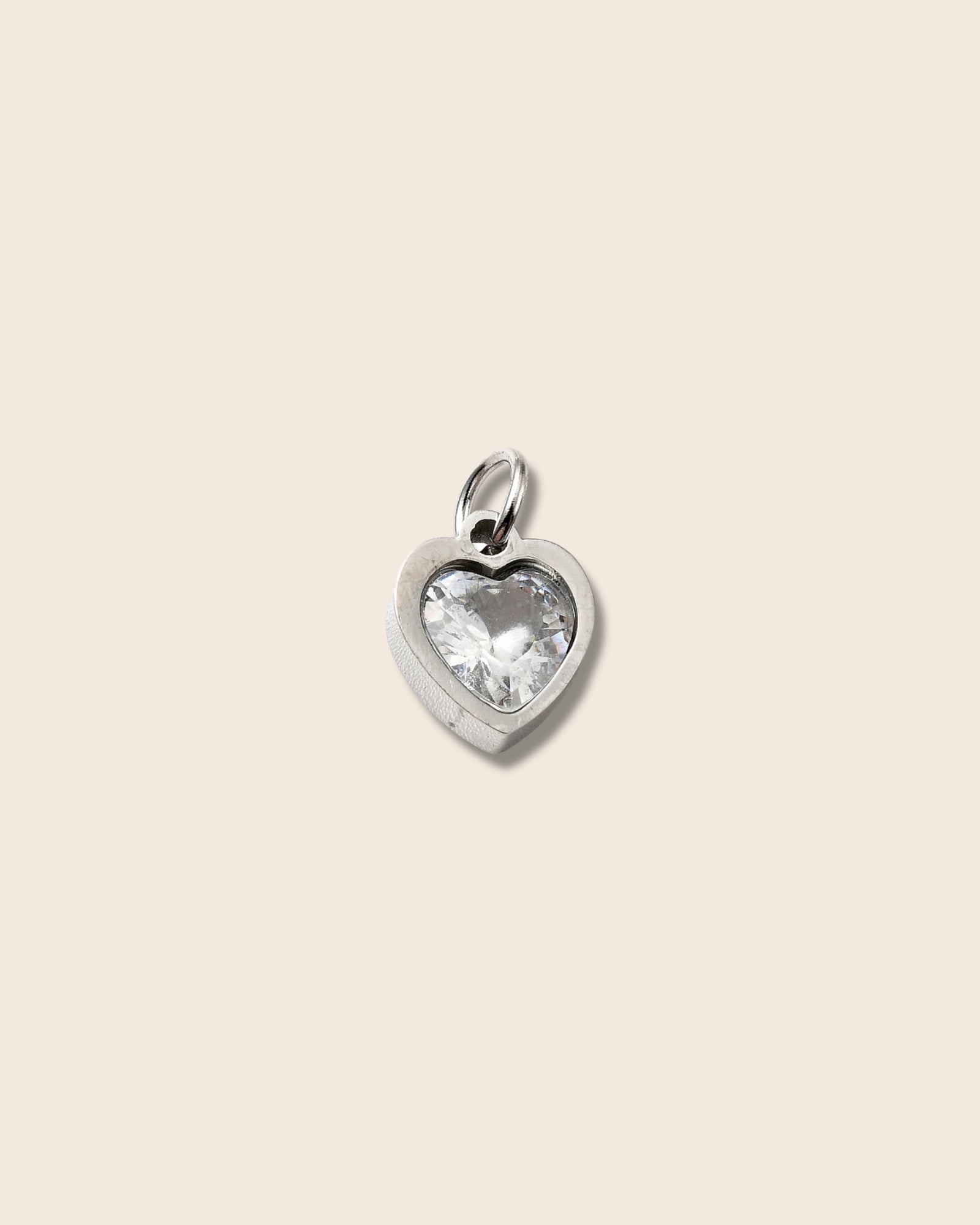 Diamond heart silver charm
