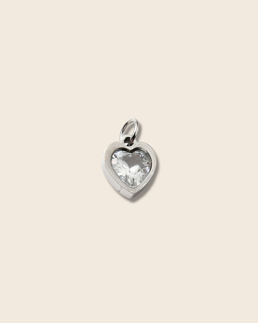 Diamond heart silver charm