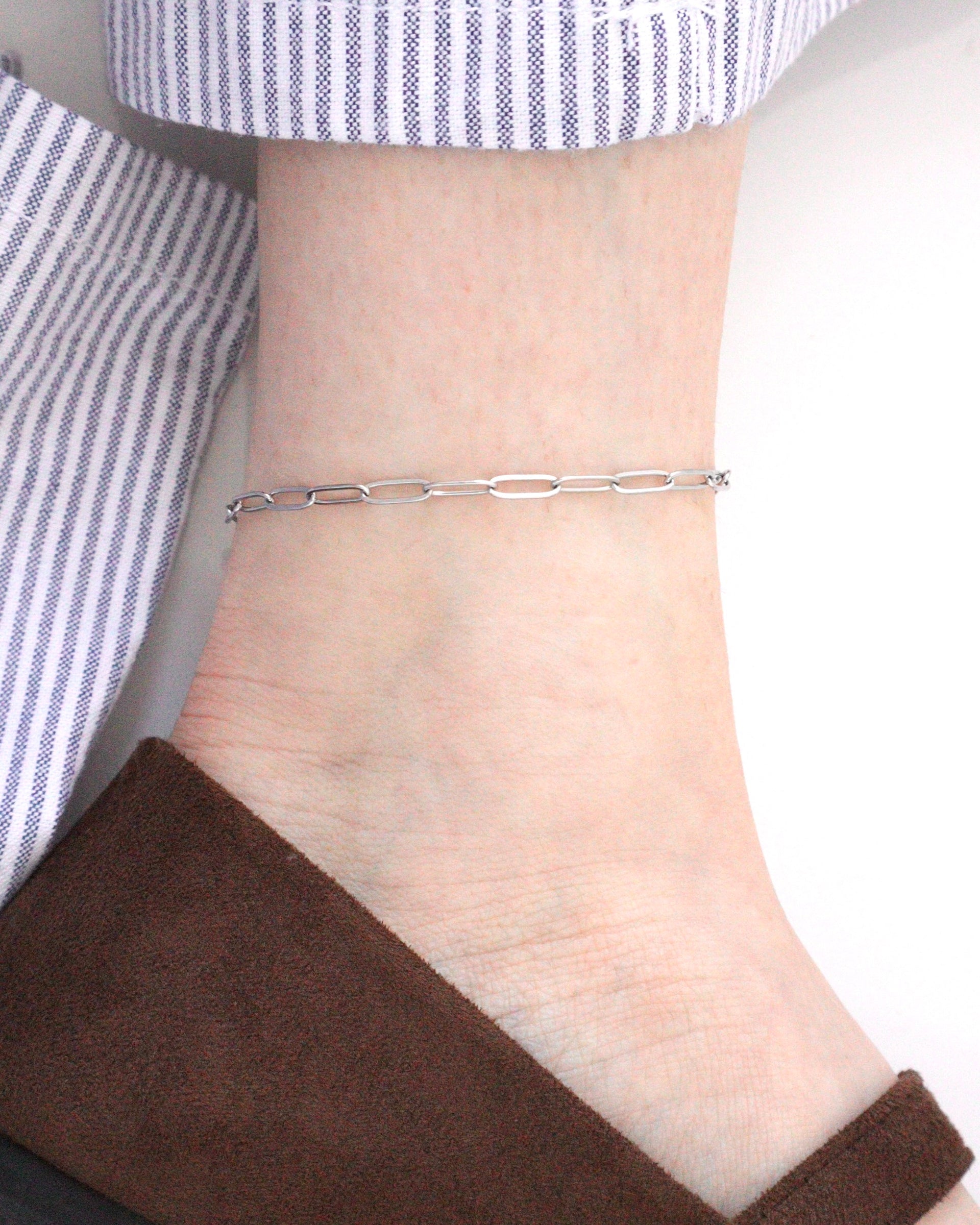 Anklet Paperclip Argent