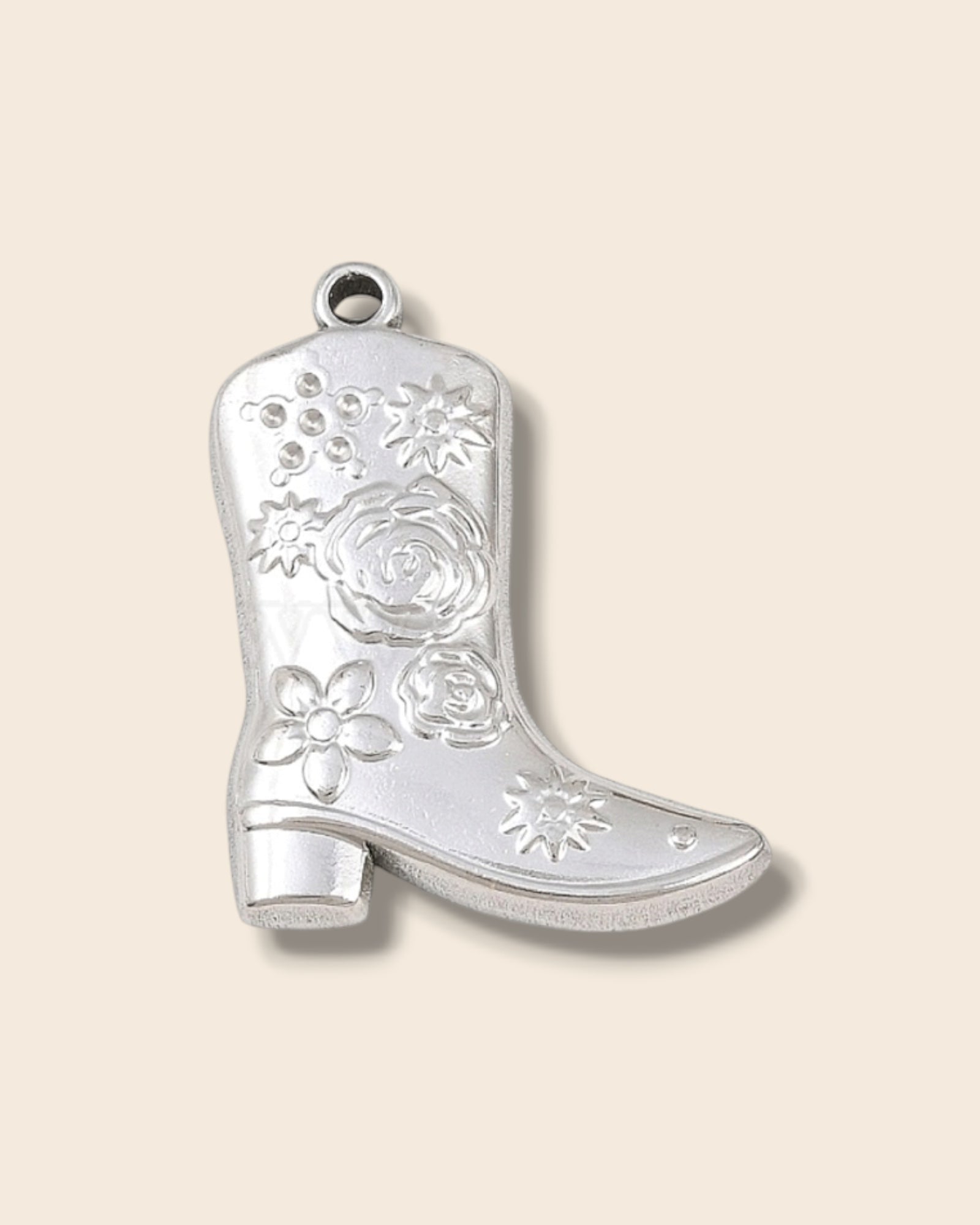 Flower boot silver charm