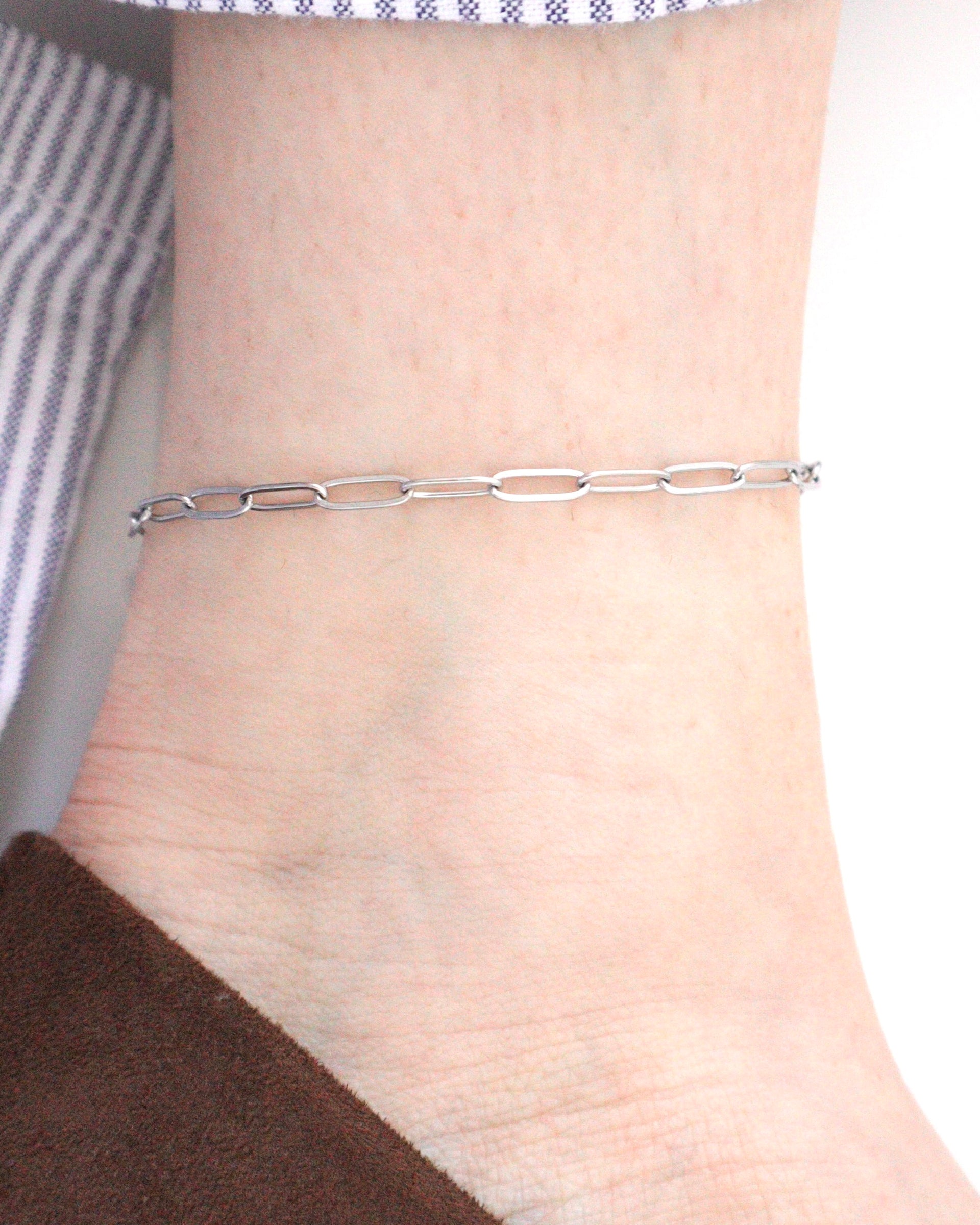 Anklet Paperclip Argent