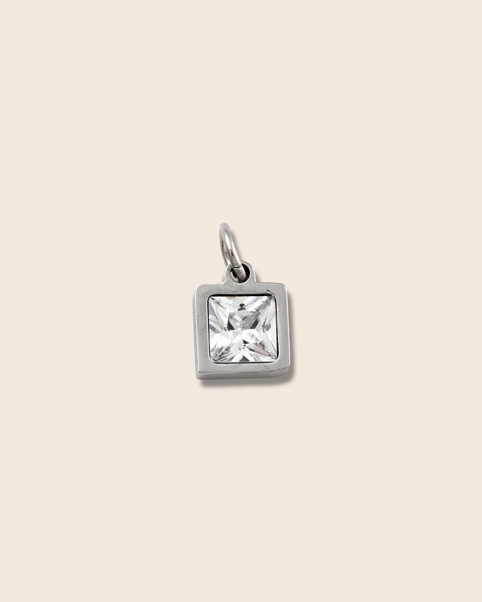 Square diamond silver charm