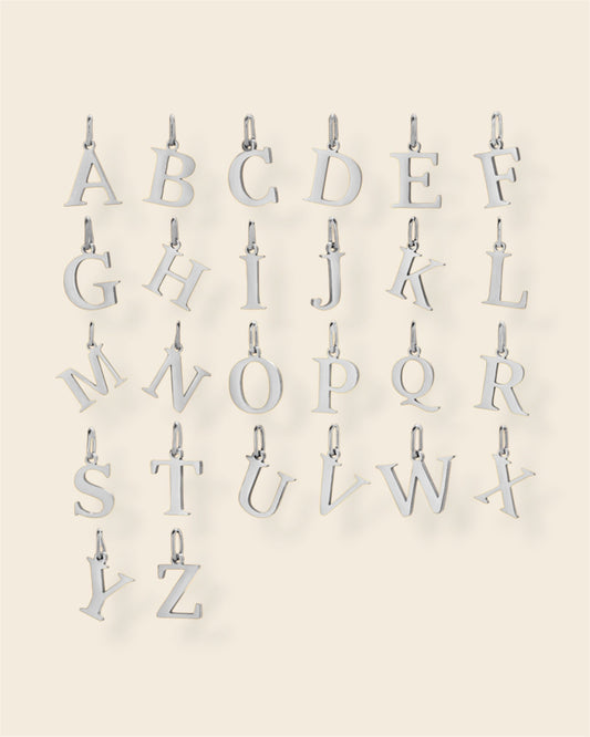 Letter silver charm