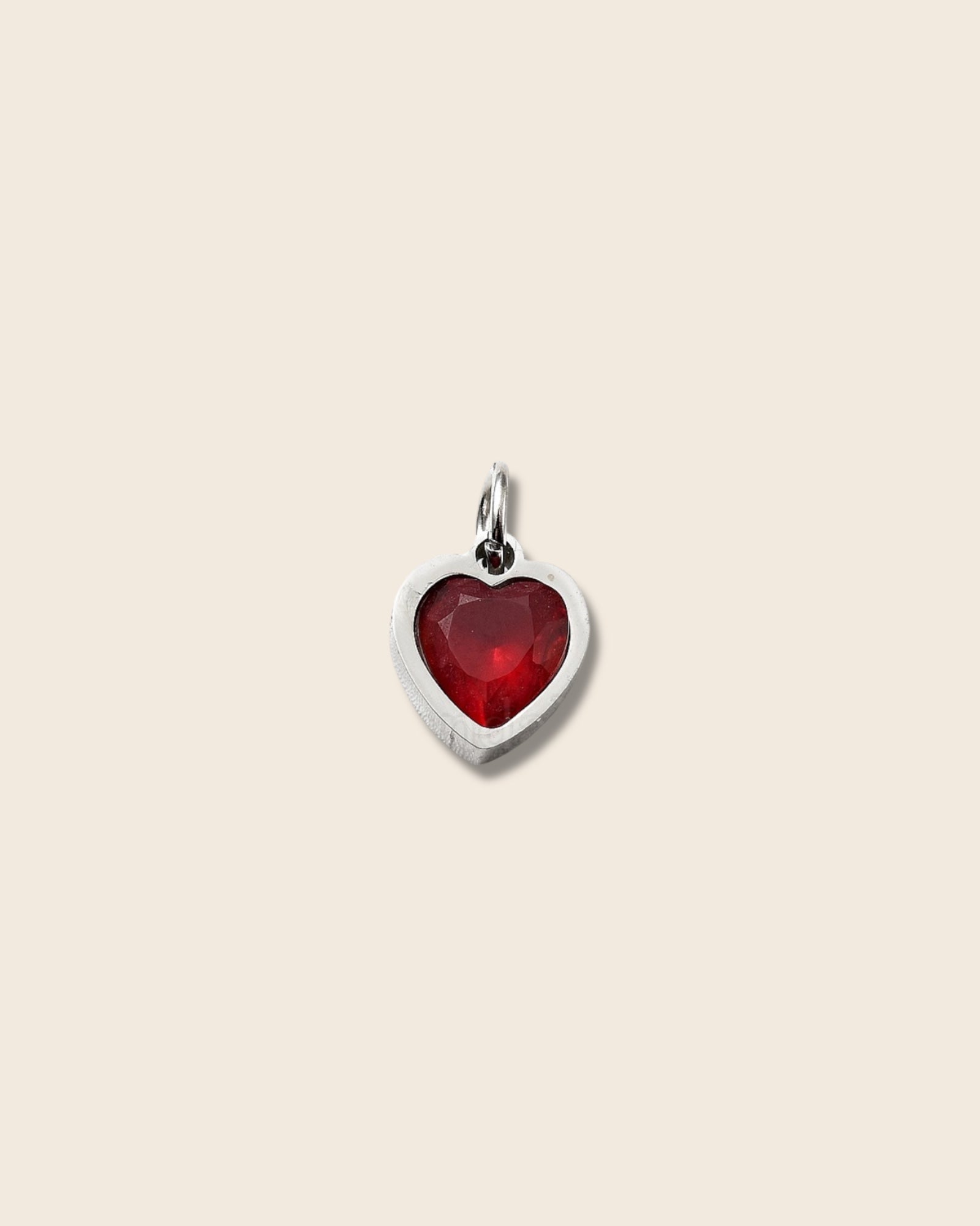 Red heart silver charm