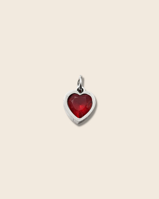 Red heart silver charm