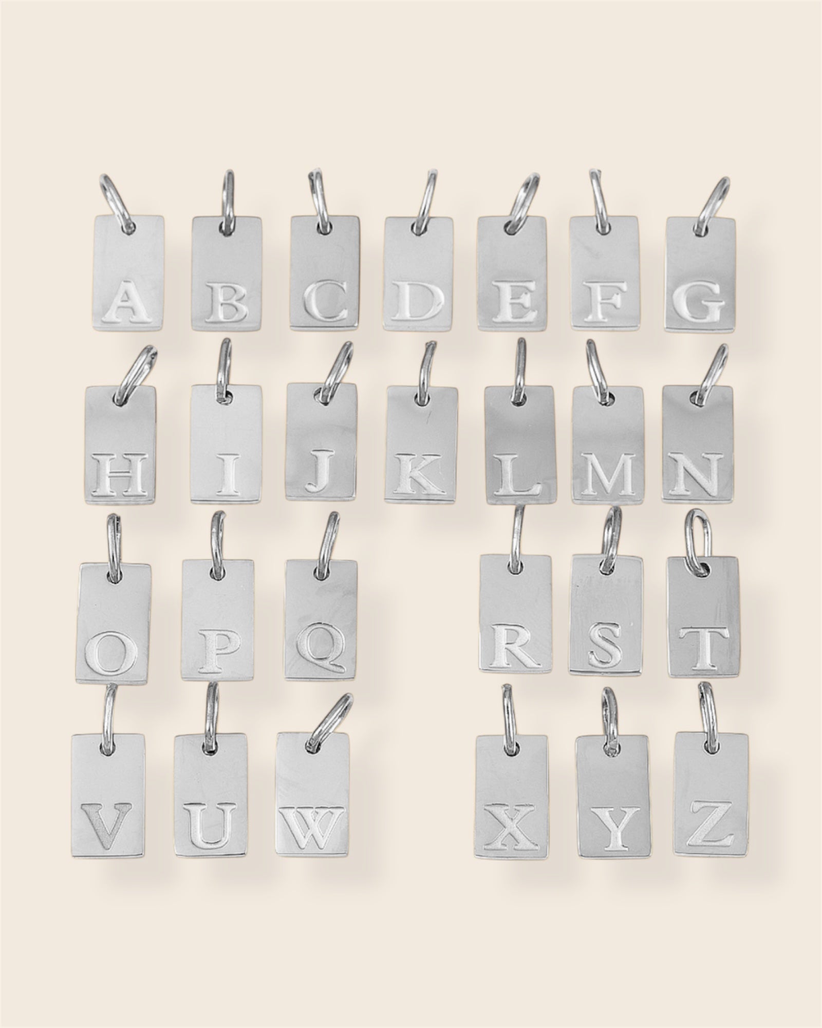 Rectangle letter charm (silver)