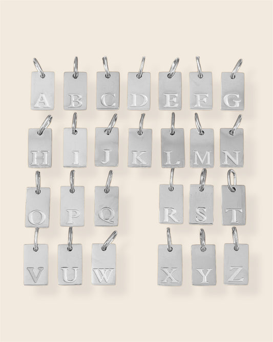 Rectangle letter charm (silver)