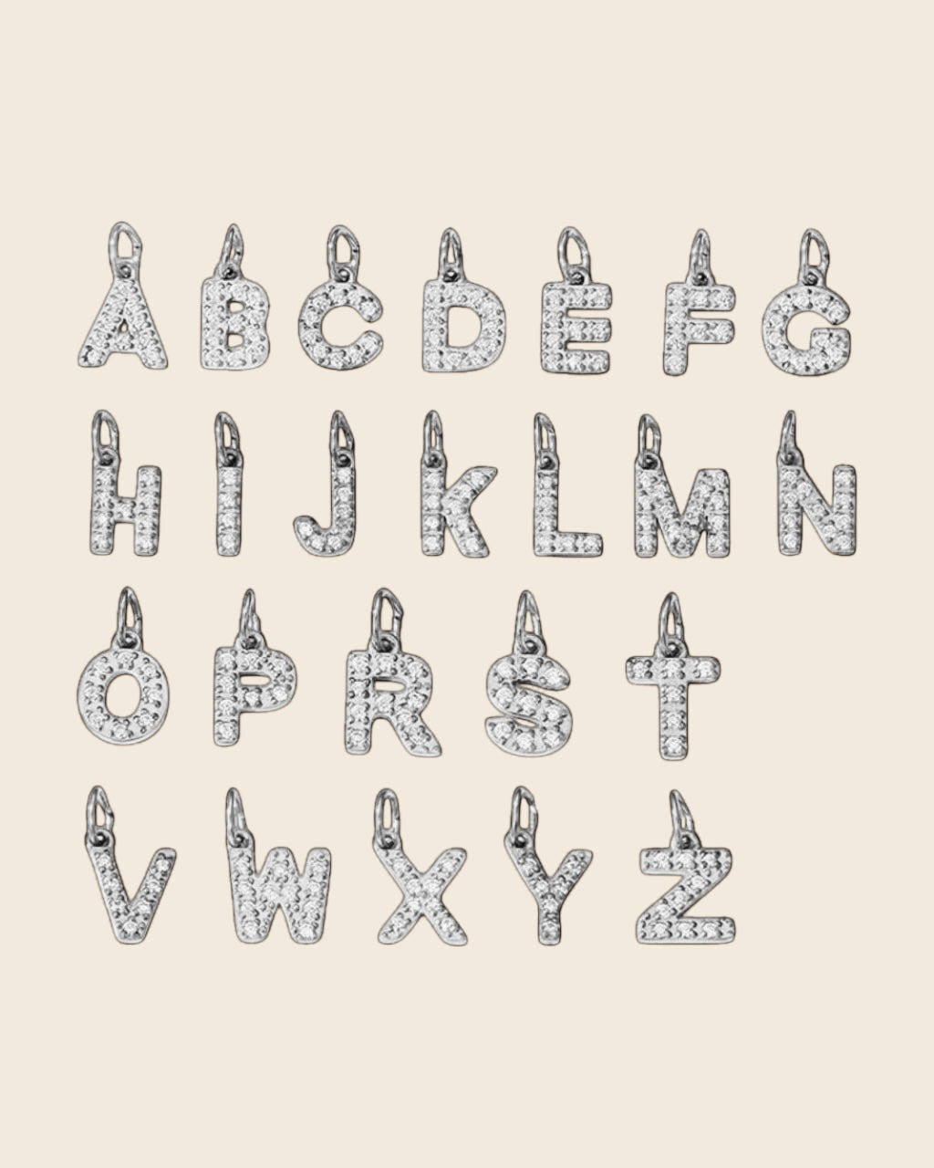 Diamond letter silver charm