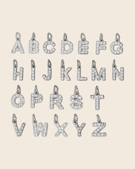 Diamond letter silver charm